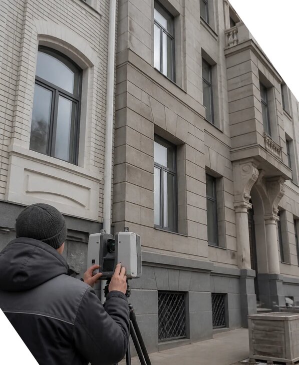 Лазерное сканирование фасадов зданий для обследования в Кизилюрте